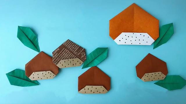 树叶折纸作品步骤图解,树叶怎么折纸最简单的(1)