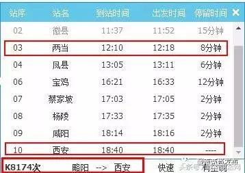 凤县到宝鸡火车站列车时刻表,凤县到宝鸡火车时刻表(3)