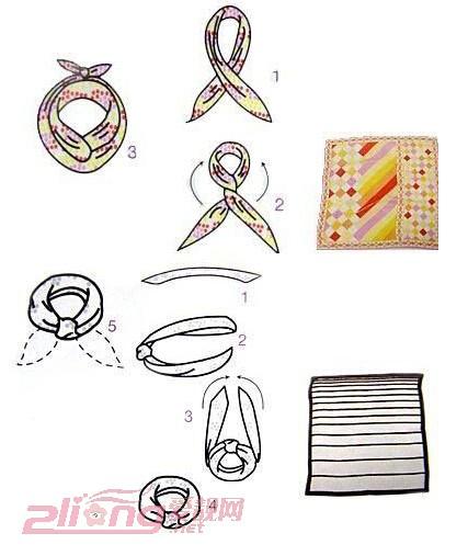 小方形丝巾的20种系法图解,女士大方丝巾20种系法图解(2)
