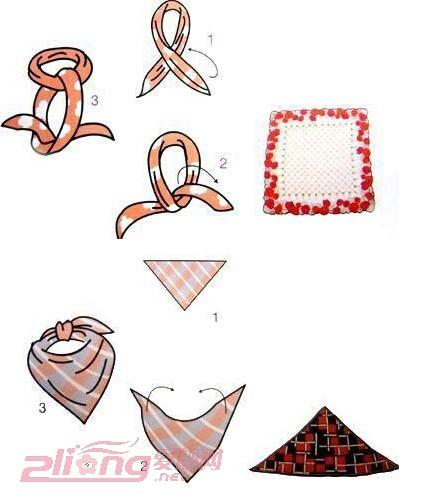 小方形丝巾的20种系法图解,女士大方丝巾20种系法图解(1)