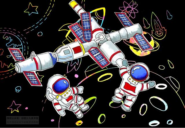 太空梦想主题的儿童画,想象中的太空儿童画(10)