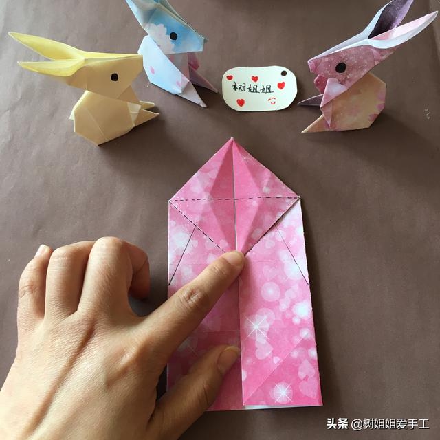 最简单的折纸兔子折法,折纸兔子立体(4)