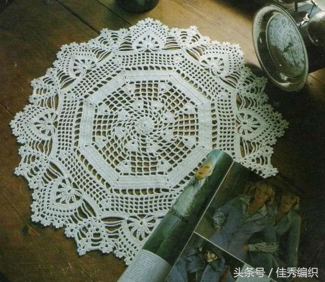 漂亮圆形桌布钩法,钩圆形桌布的花样图解(3)