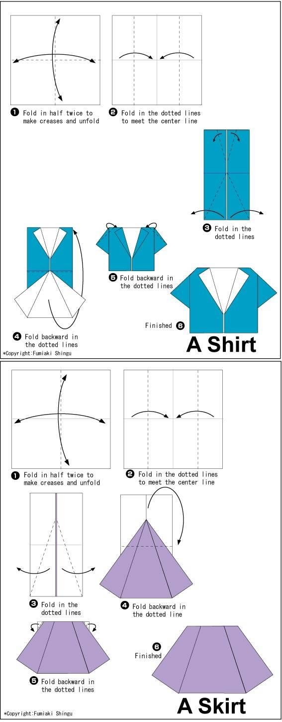 衣服折纸的方法,服装折纸教程大全(6)