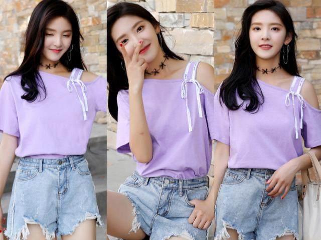 紫色t恤配什么颜色裤子,紫色t恤配什么颜色下装合适(5)