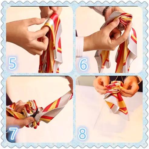 空姐丝巾系法简单图解,空姐小丝巾的系法图解(3)