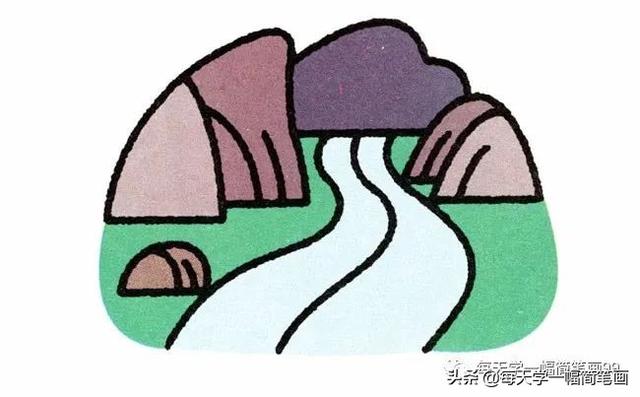 小河怎么画简单又漂亮图片,小河和小桥的简笔画(2)