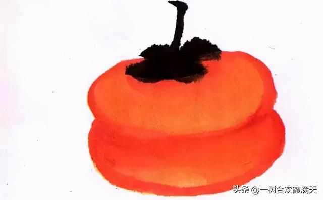 写意画柿子叶子的画法,柿子的叶子怎么画国画(4)