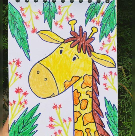 长颈鹿卡通图片简笔画,长颈鹿100种画法(1)