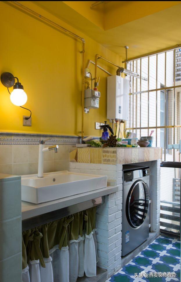 阳台洗衣机柜洗手盆一体,物业法规定阳台不能放洗衣机(1)