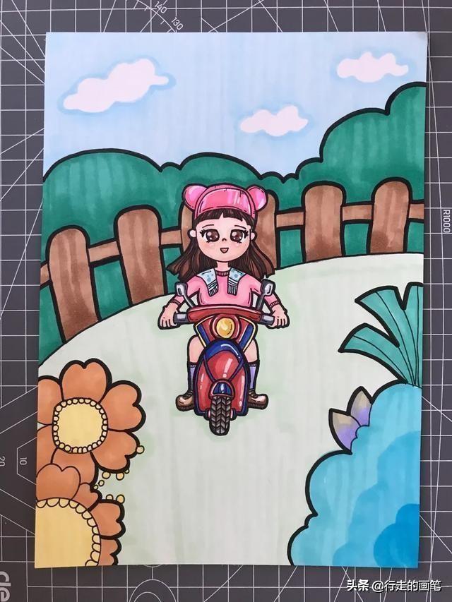 一二三年级学画摩托,小学生摩托车绘画(4)