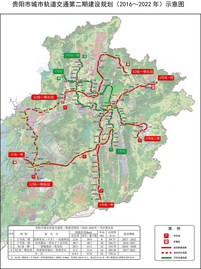 贵阳市6号线地铁线路图,贵阳市地铁1号线和2号线路线图(3)