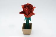 玫瑰花简单折纸方法图解（简单的玫瑰花折纸方法）