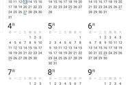 71年的1-12月的日历表（1971年日历全年表）