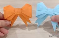 手工折纸蝴蝶结的折法视频教学（手工彩带蝴蝶结）