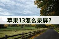 苹果13怎么录屏幕视频（苹果13怎么录手机屏幕视频）